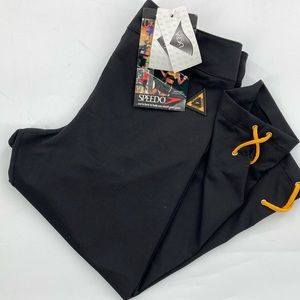 Speedo Women's Black Cropped Leggings Contrast Lattice Detail Size Large New